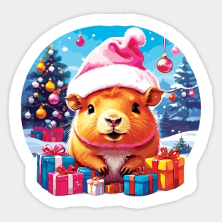Cute Capybara Christmas Sticker